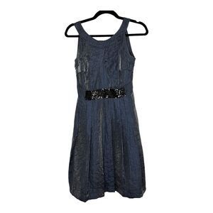 Vera Wang Lavender Label Dress Womens Gray Blue Silk Lining Sleeveless Size 2